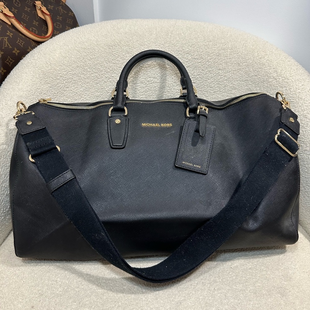 Michael Kors Black Leather Duffle Bag